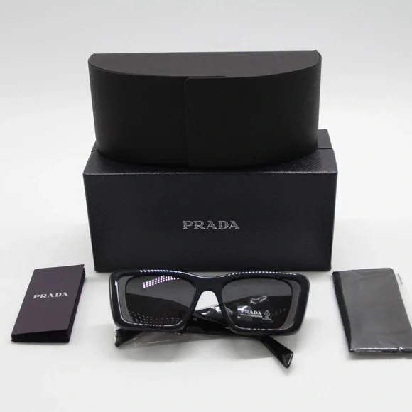 NEW PRADA CAT EYE SUNGLASSES PR08YS 1AB5S0 NEW EYEWEAR PRADA SPR 08Y BLACK - Picture 13 of 13